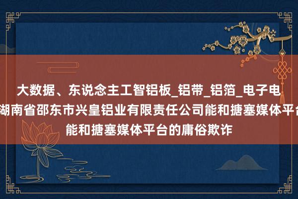 大数据、东说念主工智铝板_铝带_铝箔_电子电容器箔生产_湖南省邵东市兴皇铝业有限责任公司能和搪塞媒体平台的庸俗欺诈