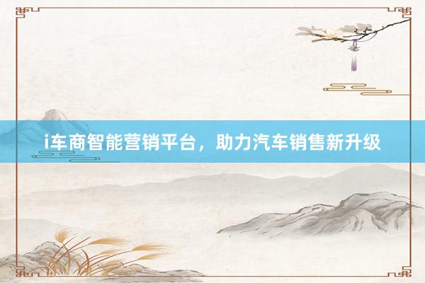 i车商智能营销平台，助力汽车销售新升级